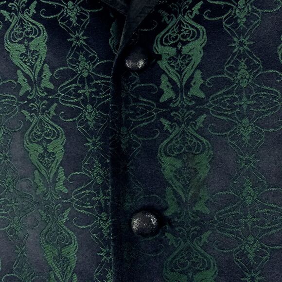 Y2K Lip Service Blacklist Jacket Men XL Black Green Brocade Jacquard Goth Rock - Picture 8 of 16